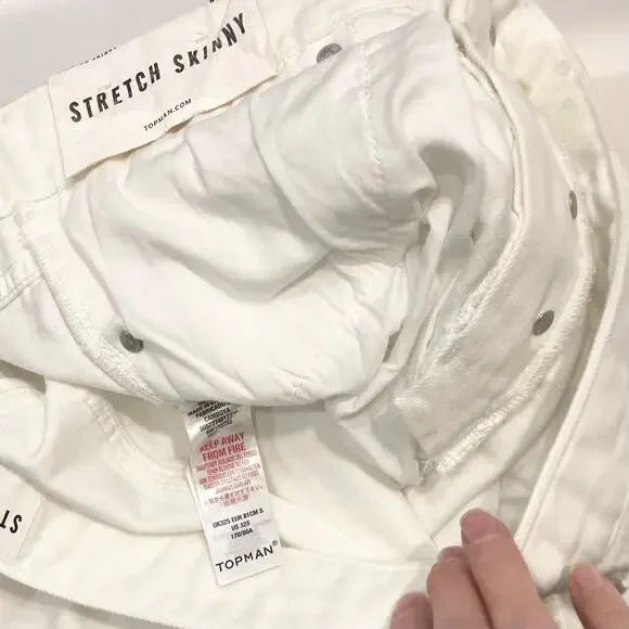 NEW TOPMAN Jeans W32XL30 White Skinny Stretch - Picture 5 of 13